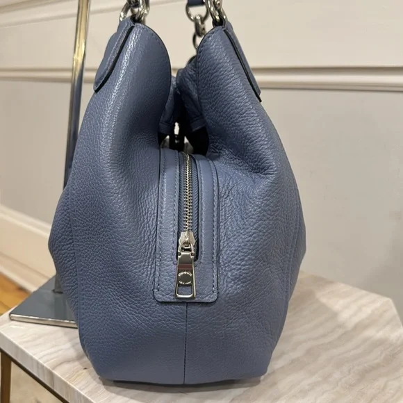 Coach Bag Blue Hobo Bag with Ruched Leather Design - Picture 6 of 17